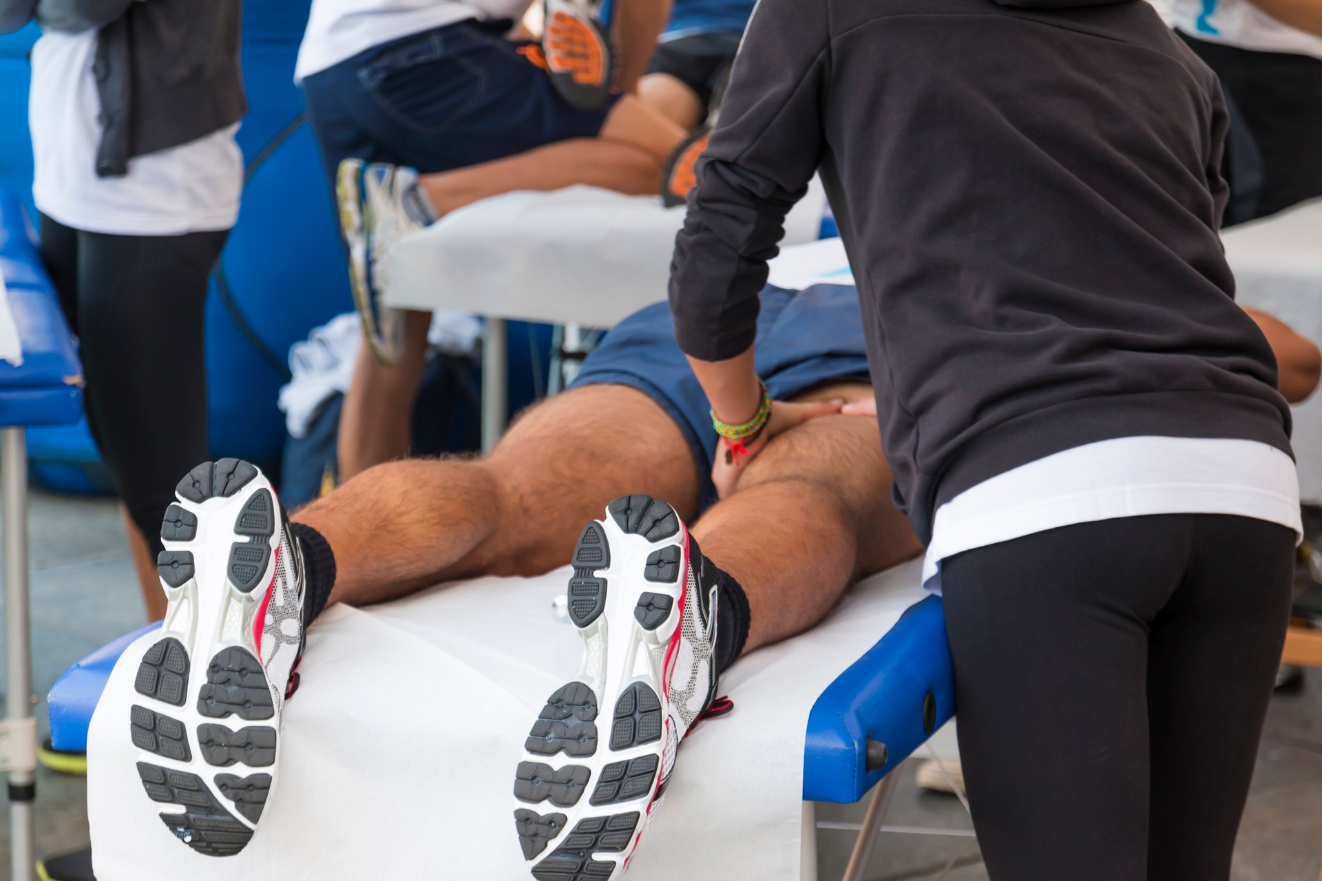 athletes relaxation massage before sport event